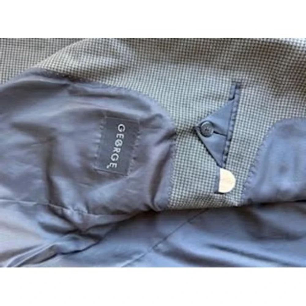George Mens 42C Gray Houndstooth Blazer Three Button Sport Coat Jacket